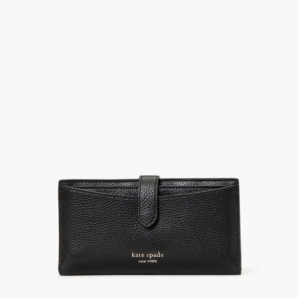 NWT Kate Spade Hudson Bifold Wallet - Black Pebbled Leather